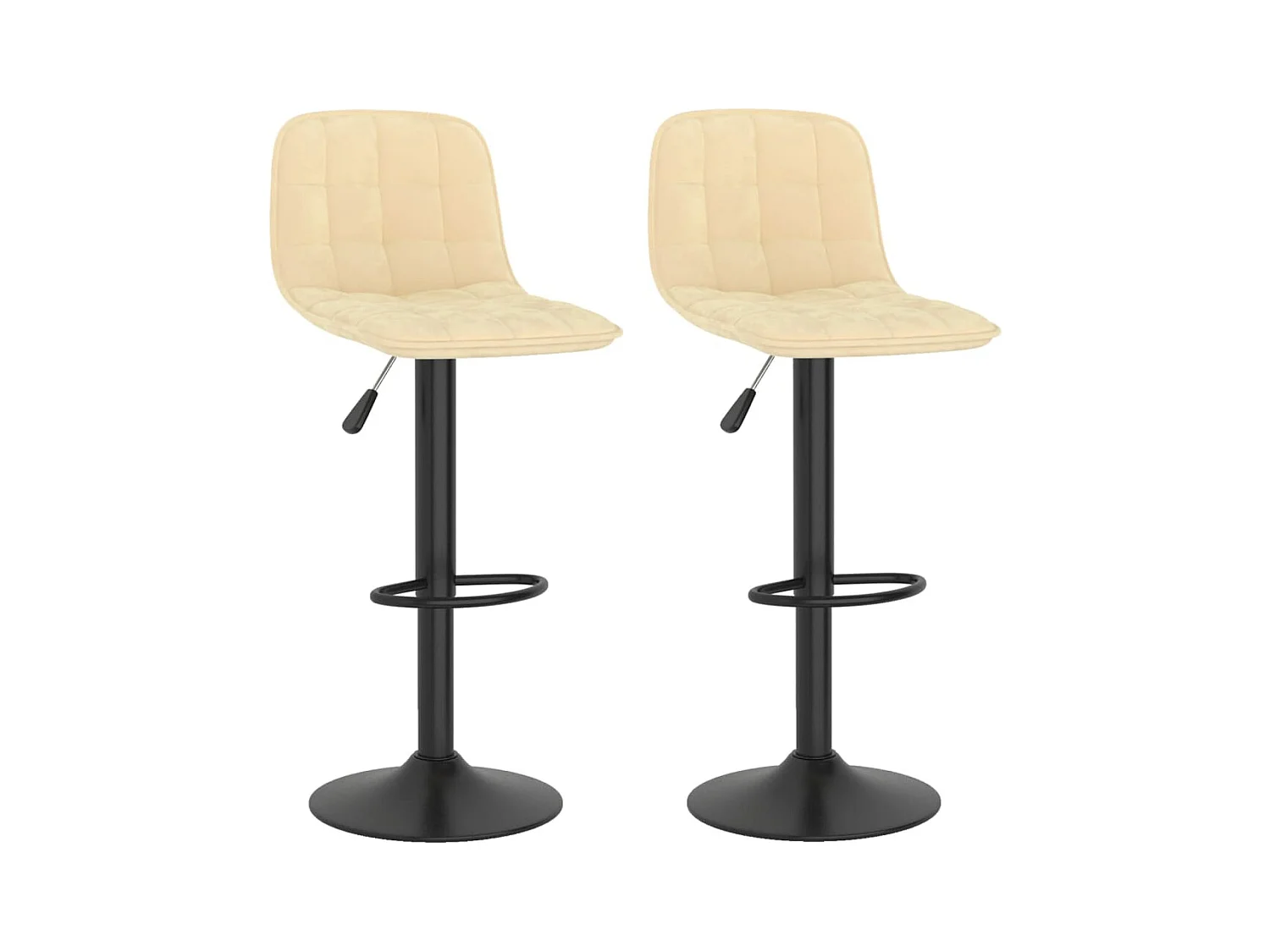 Set di 2 sgabelli da bar in velluto crema