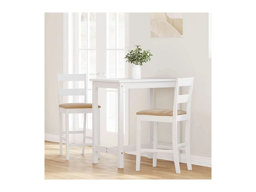 Sgabelli da bar con cuscini 2 pezzi in legno massello di gomma bianco