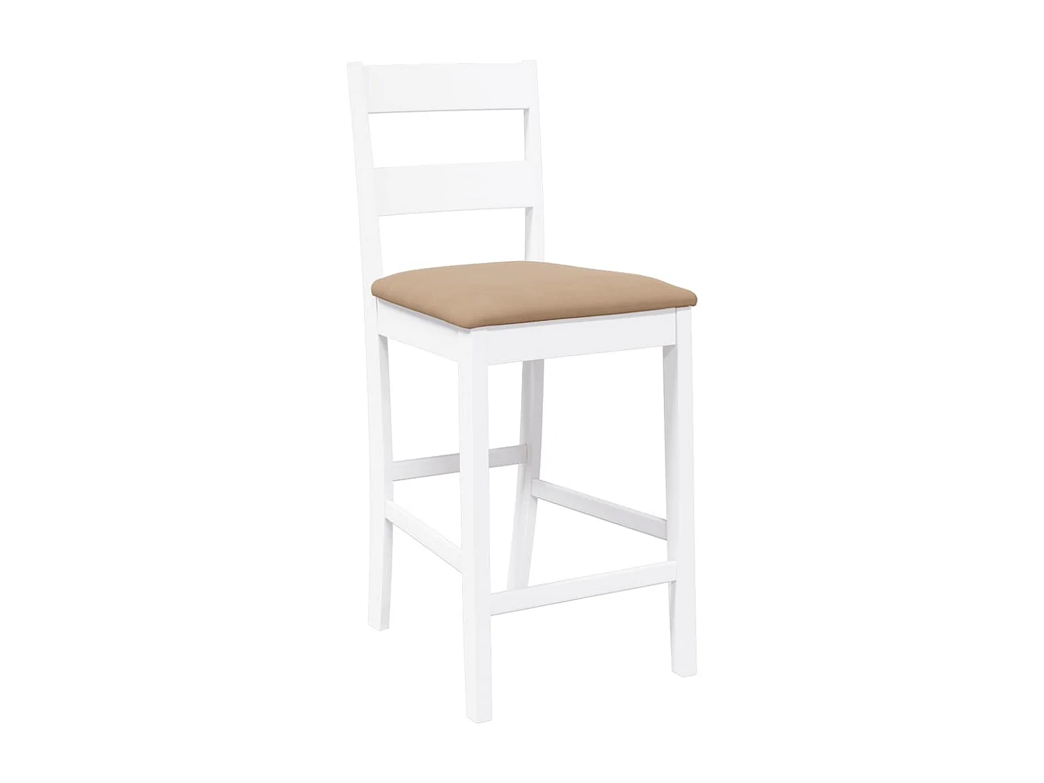 Tabourets de bar avec coussins 2 pcs blanc bois massif d'hévéa