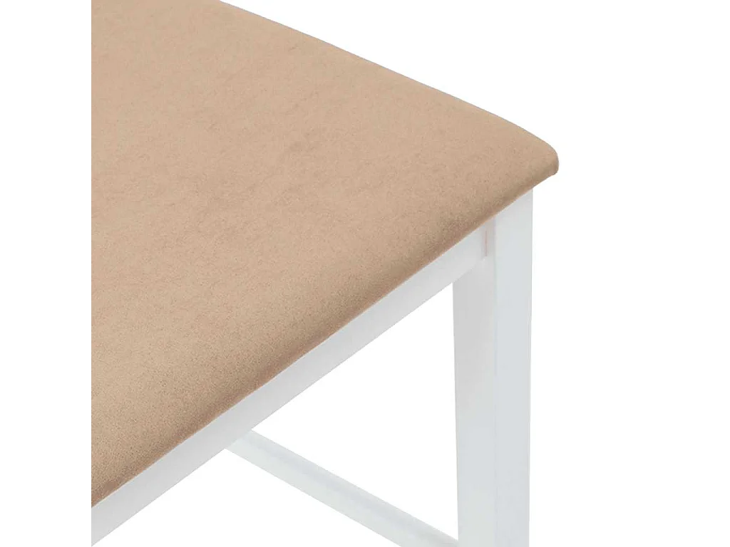 Tabourets de bar avec coussins 2 pcs blanc bois massif d'hévéa