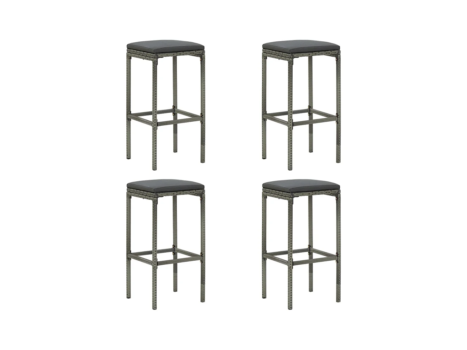 Tabourets de bar avec coussins lot de 4 gris résine tressée