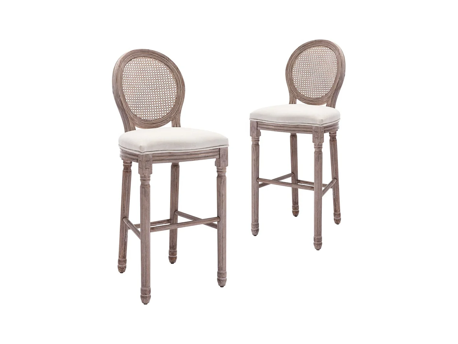 Set di 2 sgabelli da bar in lino bianco