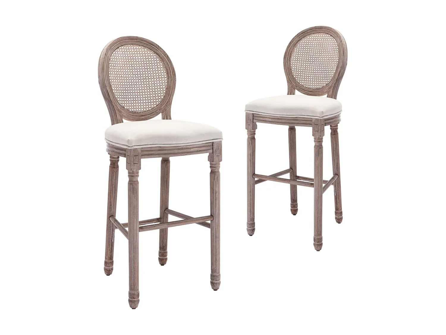 Tabourets de bar lot de 2 blanc lin