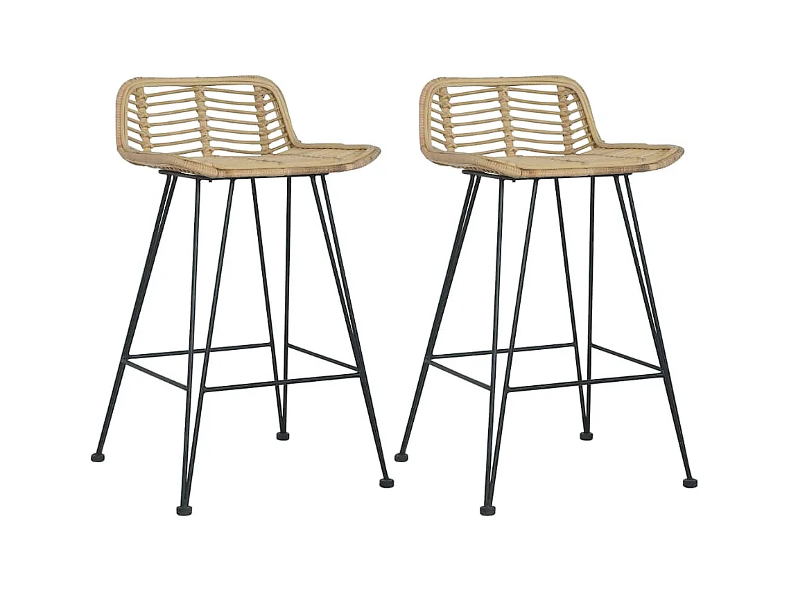 Set di 2 sedie da bar in rattan naturale