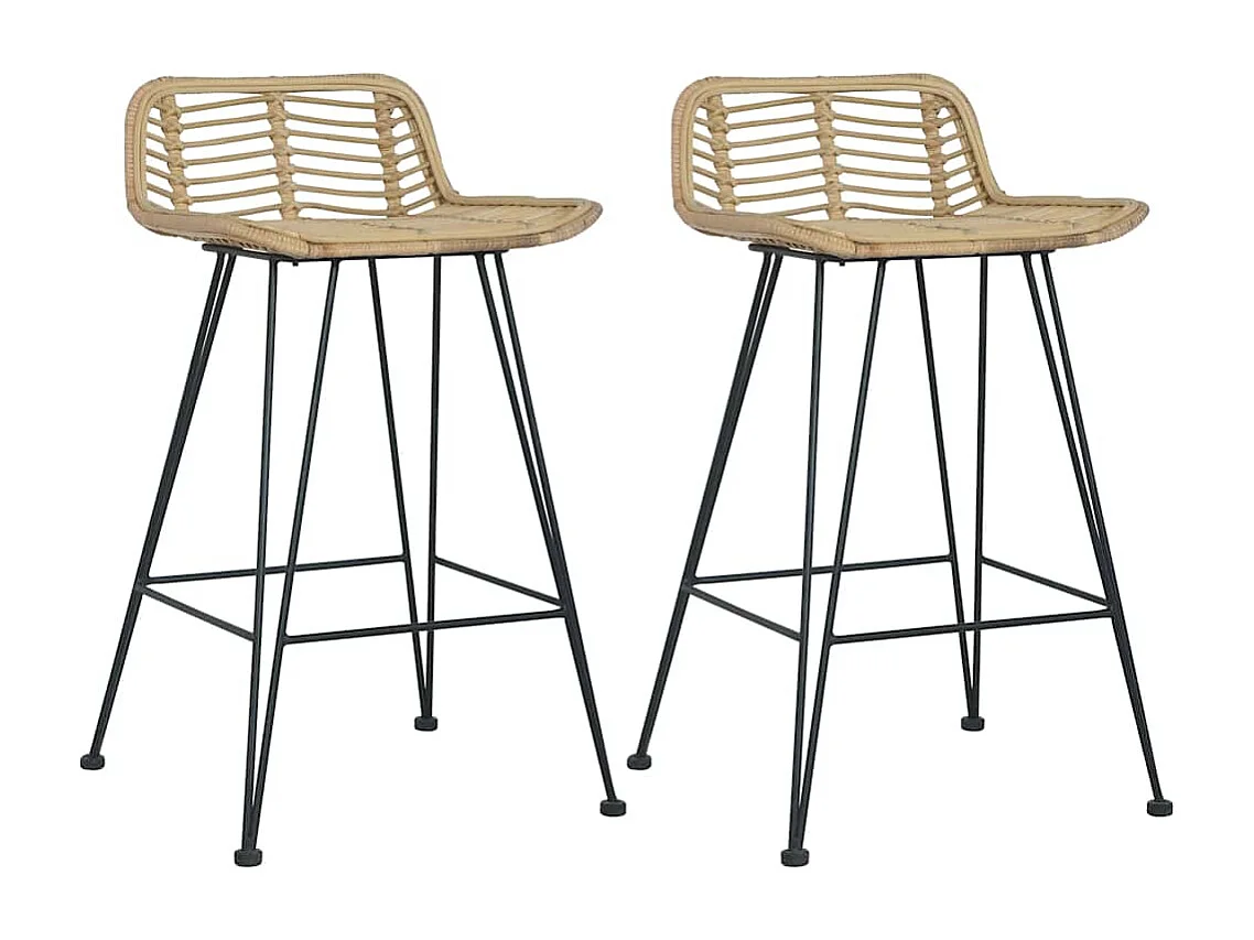 Chaises de bar lot de 2 rotin Naturel