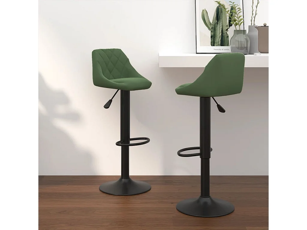 Tabourets de bar lot de 2 vert foncé velours