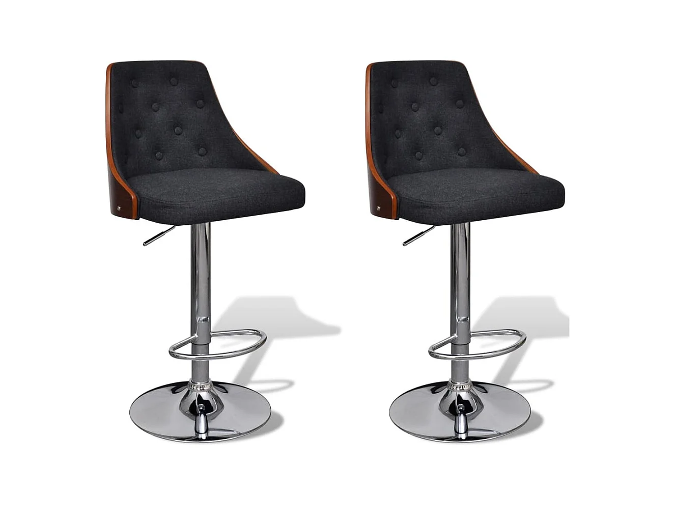 Tabourets de bar lot de 2 bois courbé et tissu