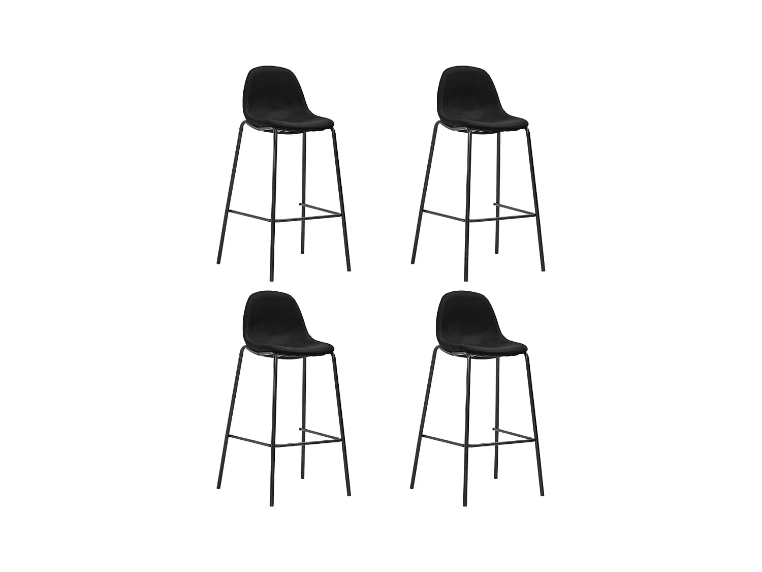 Chaises de bar lot de 4 noir tissu