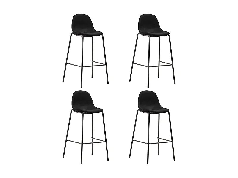 Chaises de bar lot de 4 noir tissu