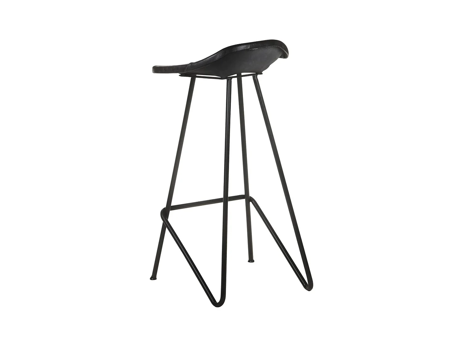 Set di 4 sgabelli da bar in vera pelle nera