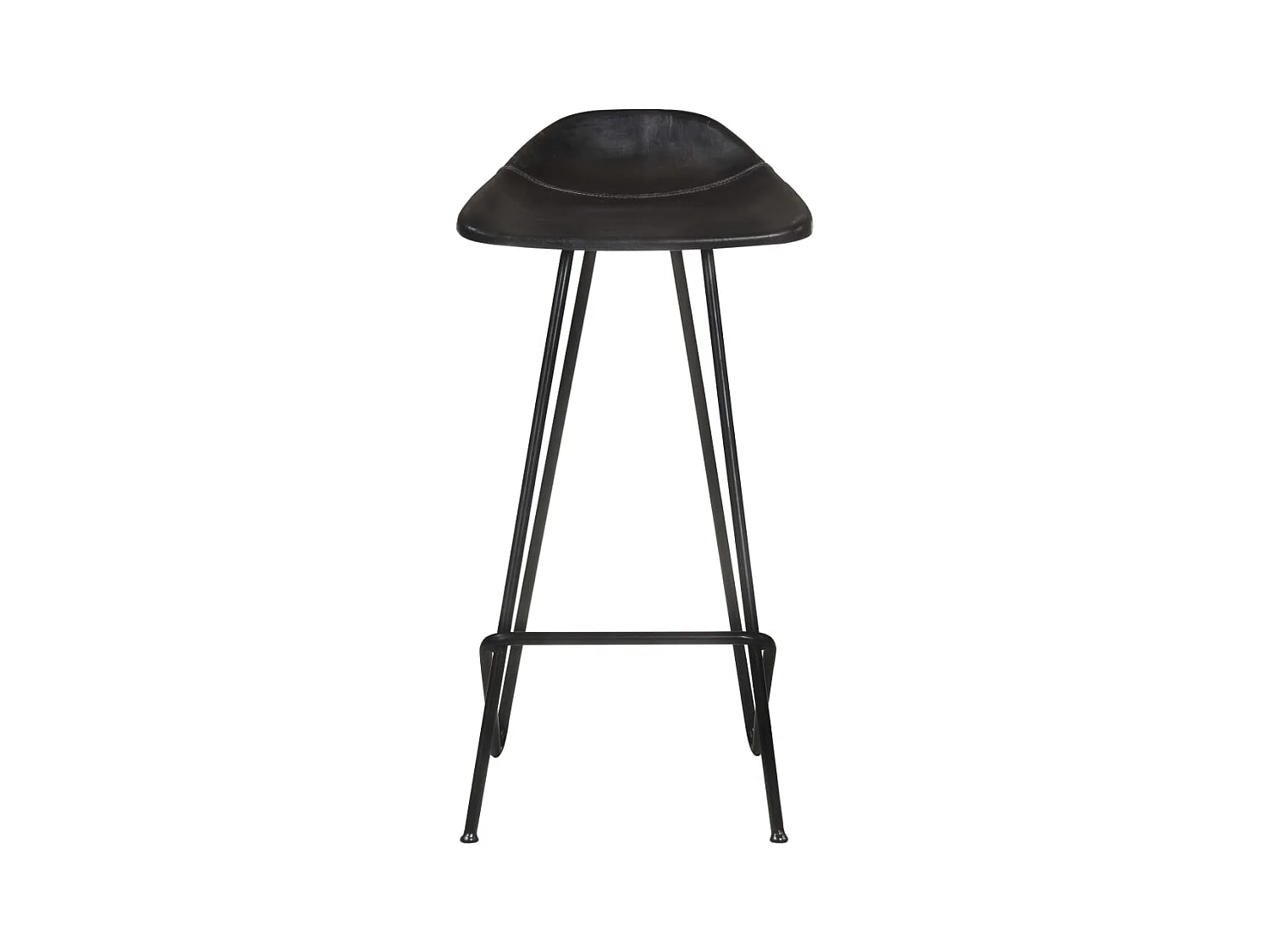 Set di 4 sgabelli da bar in vera pelle nera