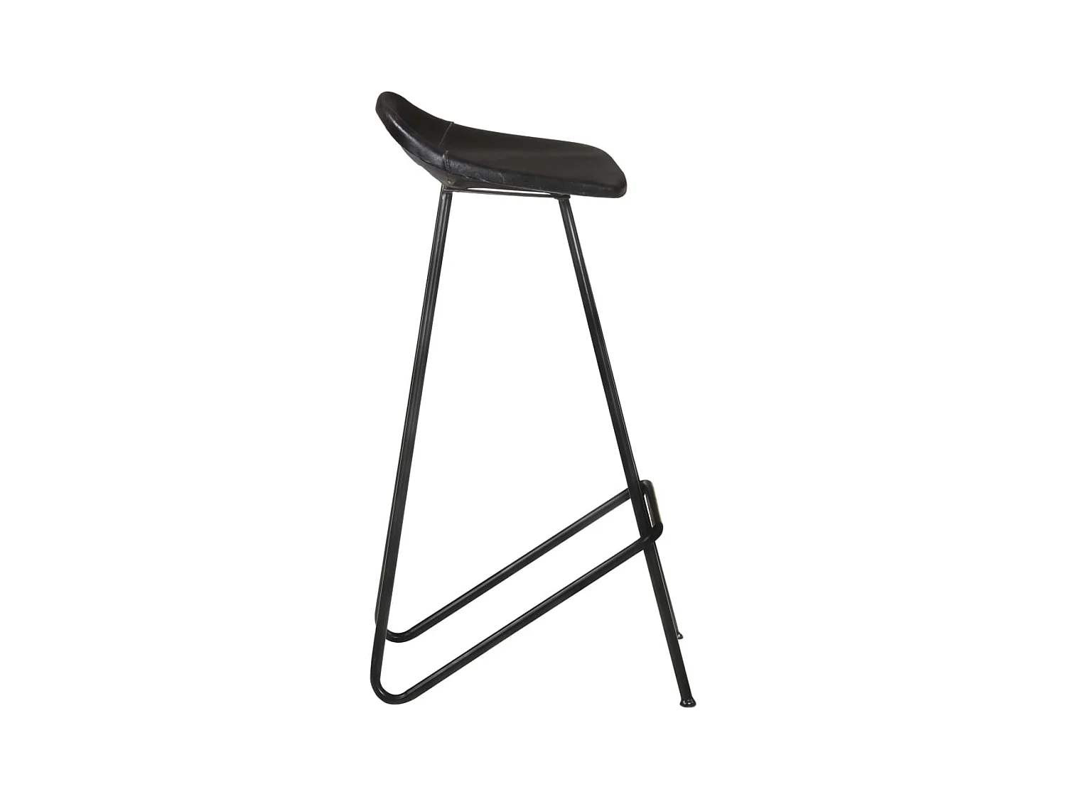 Tabourets de bar lot de 4 noir cuir véritable