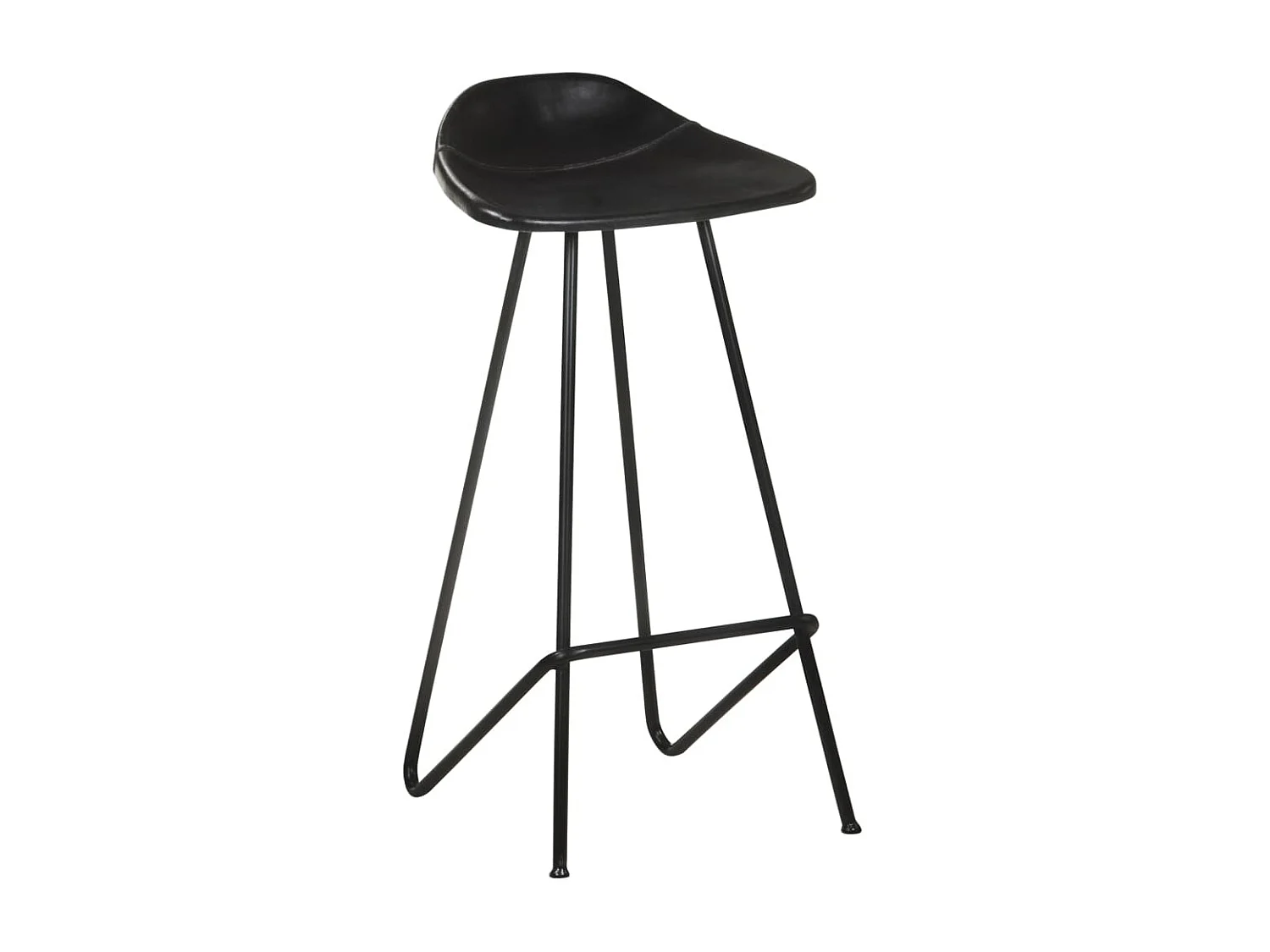 Tabourets de bar lot de 4 noir cuir véritable