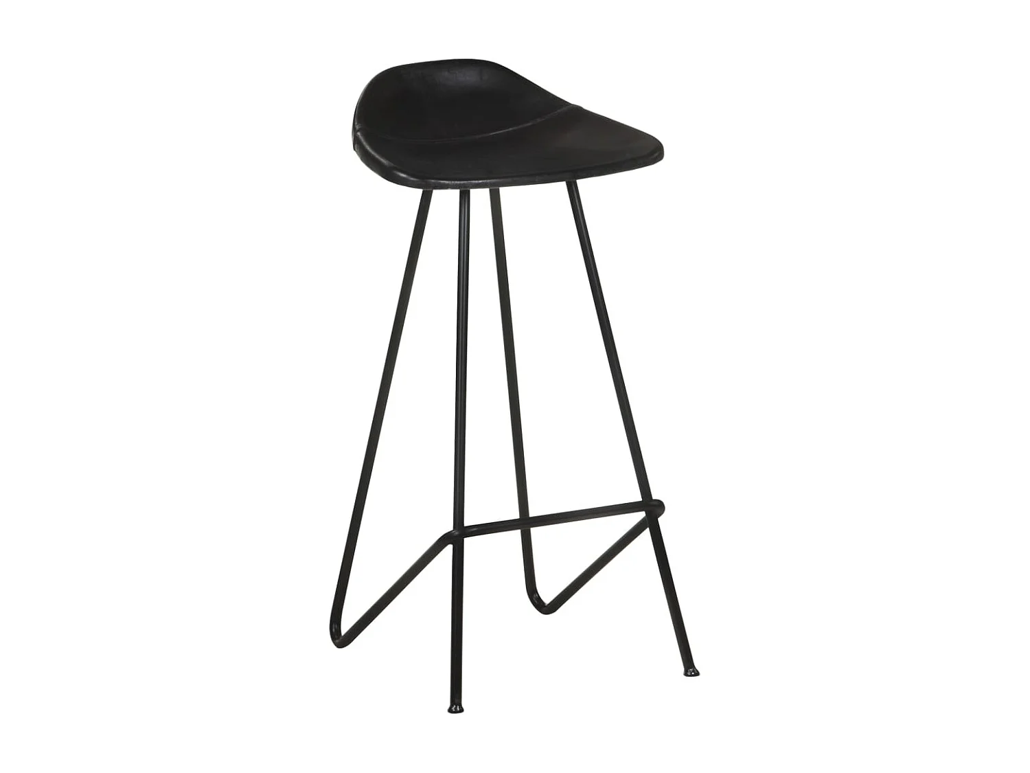 Tabourets de bar lot de 4 noir cuir véritable