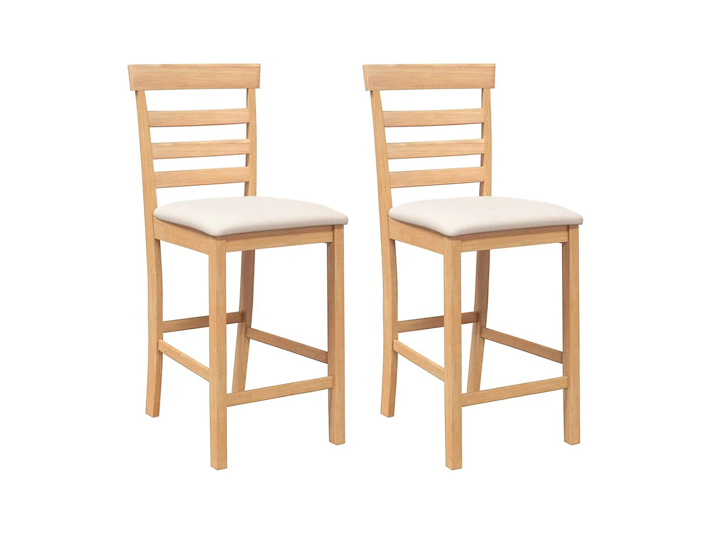 Sgabelli da bar con cuscini 2 pezzi in legno massello di gomma naturale