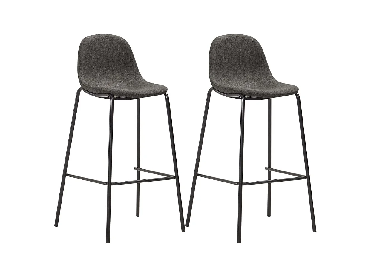 Chaises de bar lot de 2 gris foncé tissu