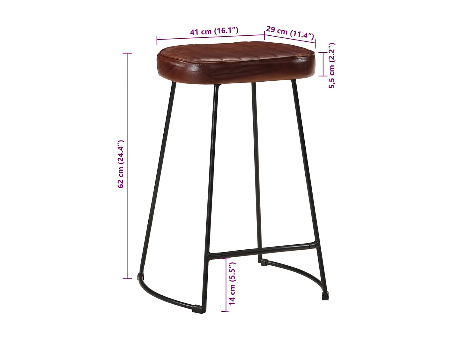 Set di 2 sgabelli da bar marrone scuro 41x29x62 cm