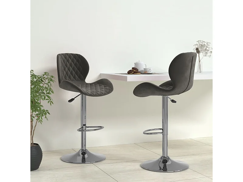 Tabourets de bar lot de 2 gris foncé velours