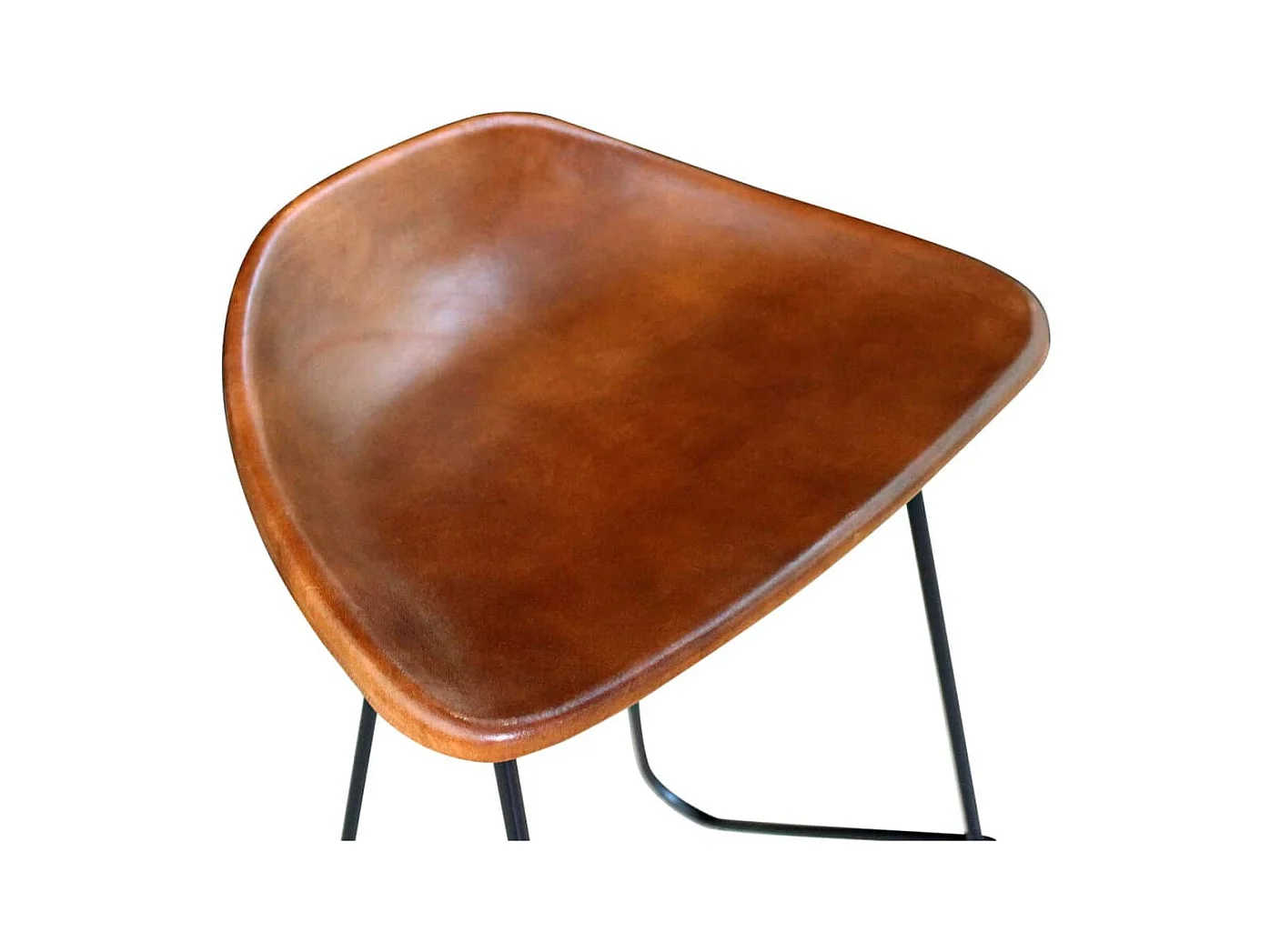 Set di 2 sedie da bar in vera pelle nera e marrone