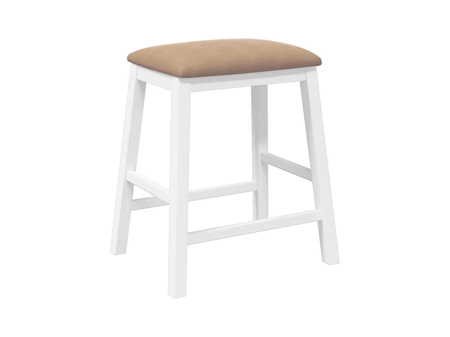 Barstühle mit Kissen 2 Stück weiß massives Gummibaumholz