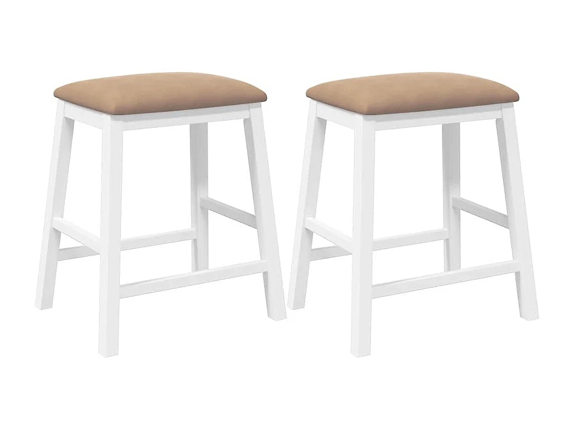 Chaises de bar avec coussins 2 pcs blanc bois massif d'hévéa