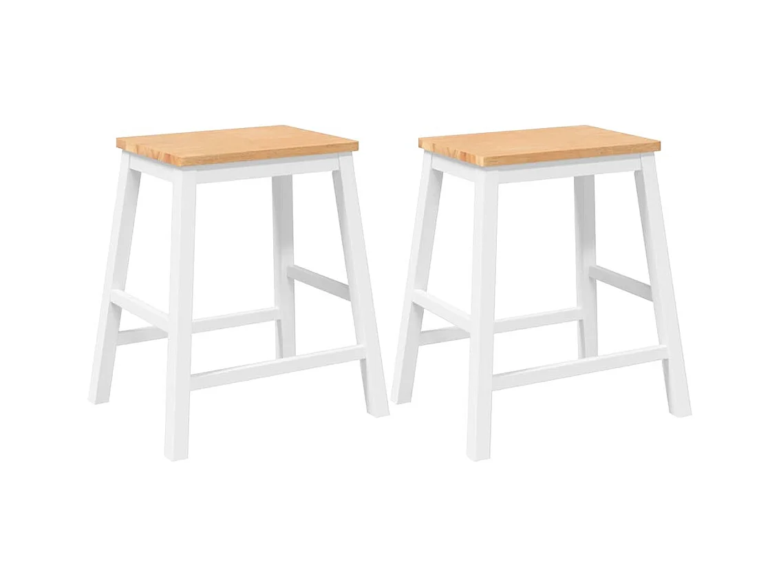Barstühle 2 Stück weiß massives Gummibaumholz