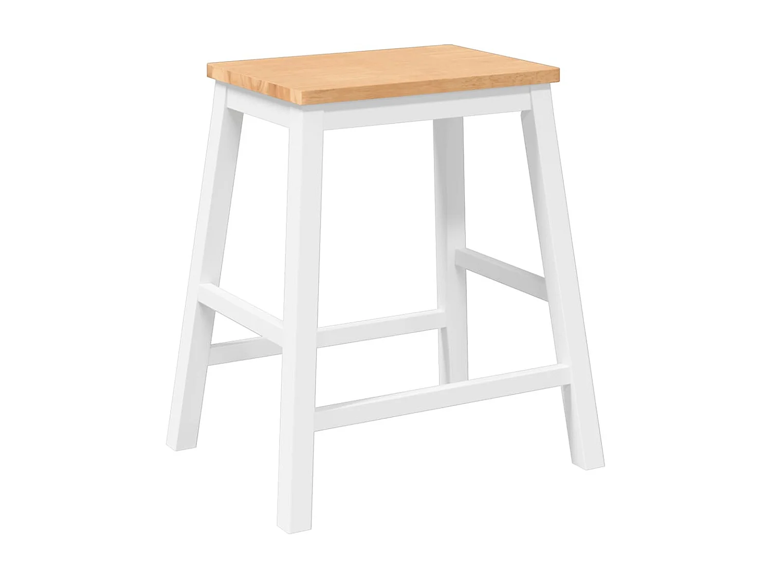 Chaises de bar 2 pcs blanc bois massif d'hévéa