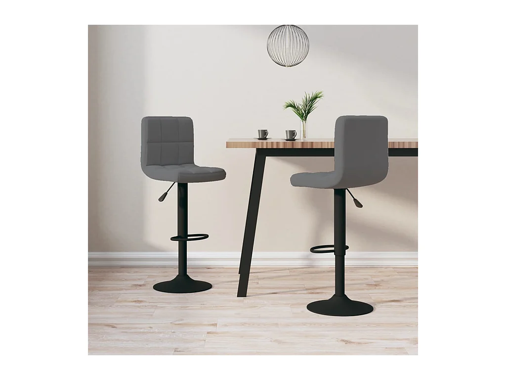 Tabourets de bar lot de 2 gris foncé velours
