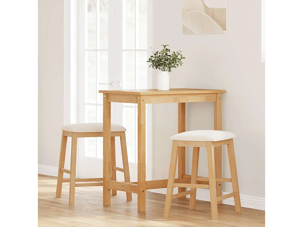 chaises de bar avec coussins 2 pcs bois massif d'hévéa