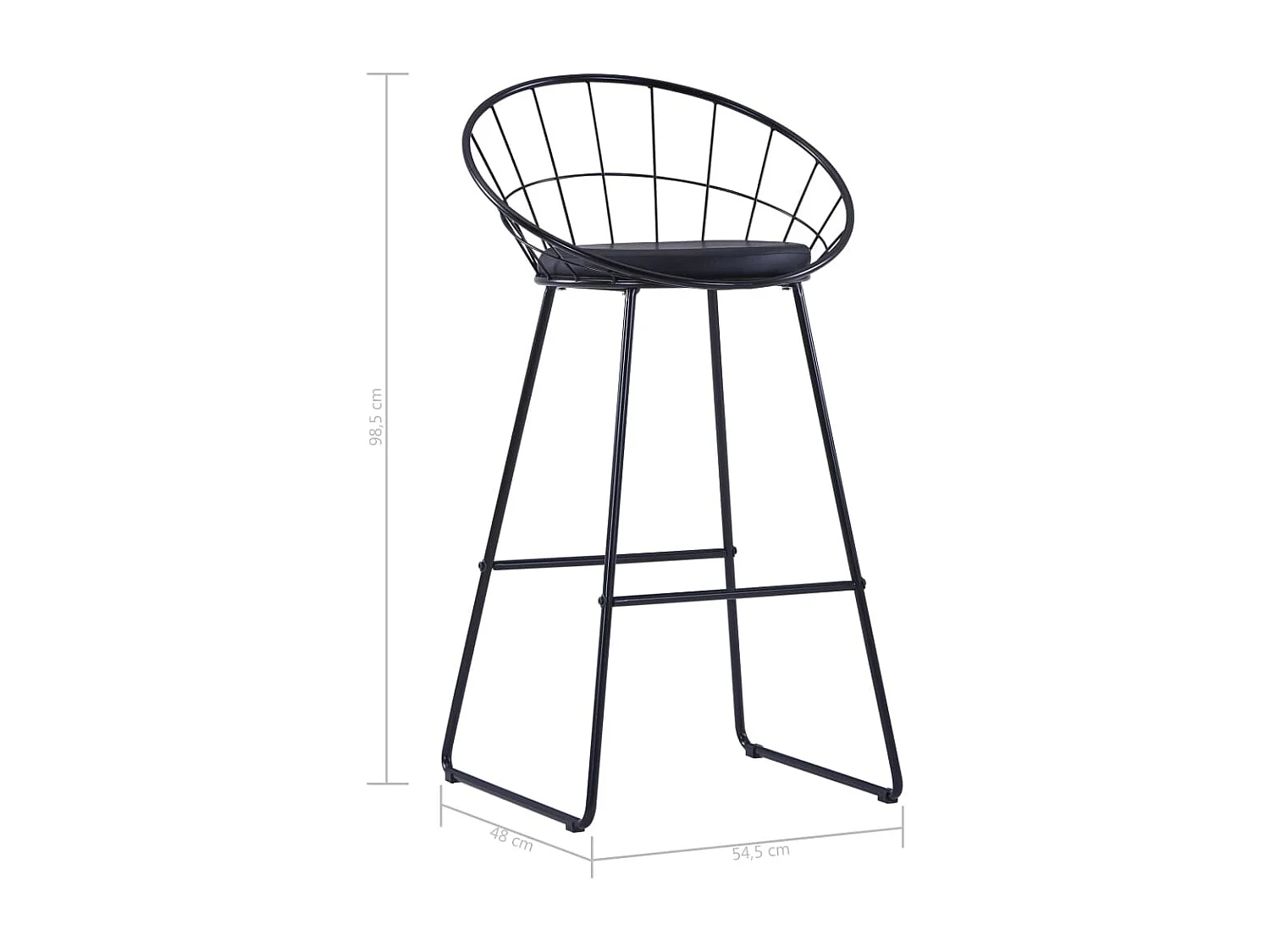 Chaises de bar lot de 2 noir similicuir