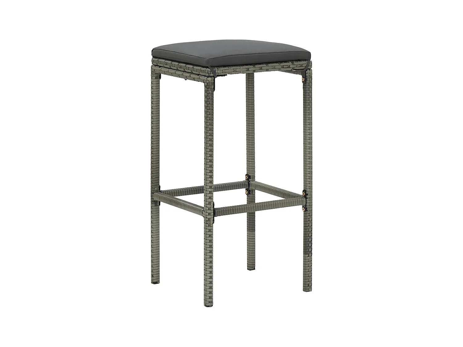 Taburetes de bar con cojines, juego de 3, gris, resina trenzada