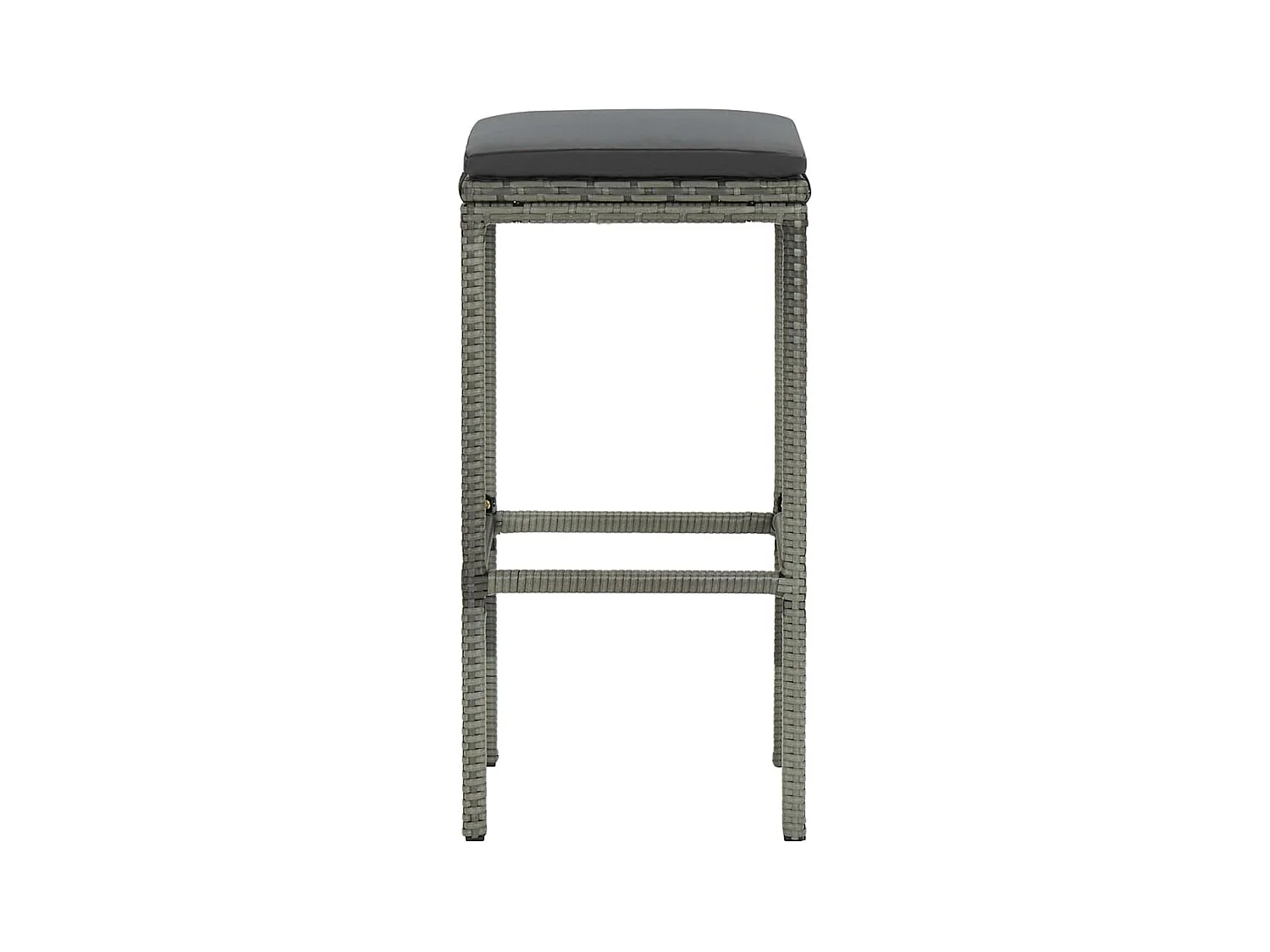 Taburetes de bar con cojines, juego de 3, gris, resina trenzada