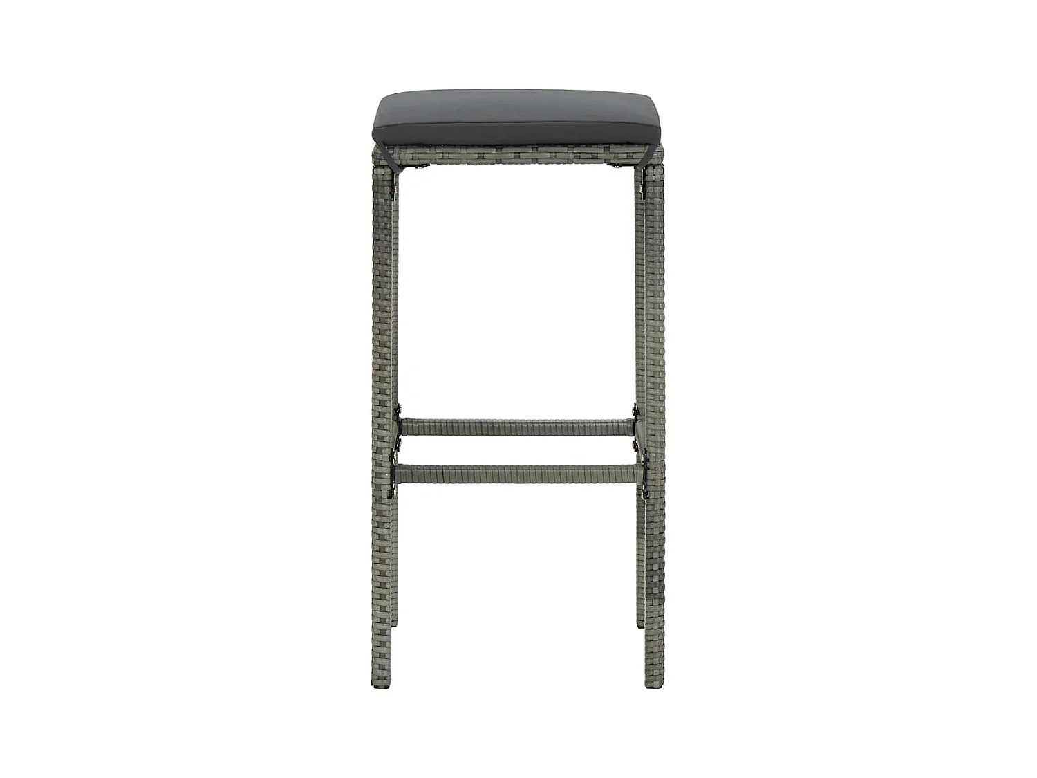 Taburetes de bar con cojines, juego de 3, gris, resina trenzada