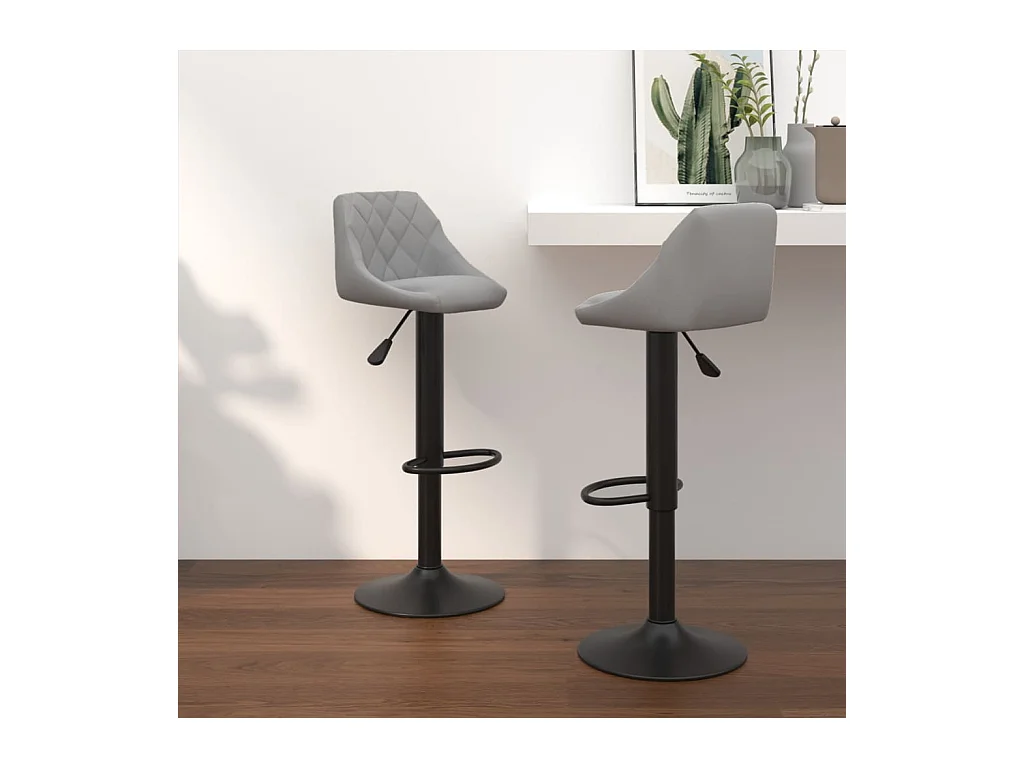 Tabourets de bar lot de 2 gris clair velours