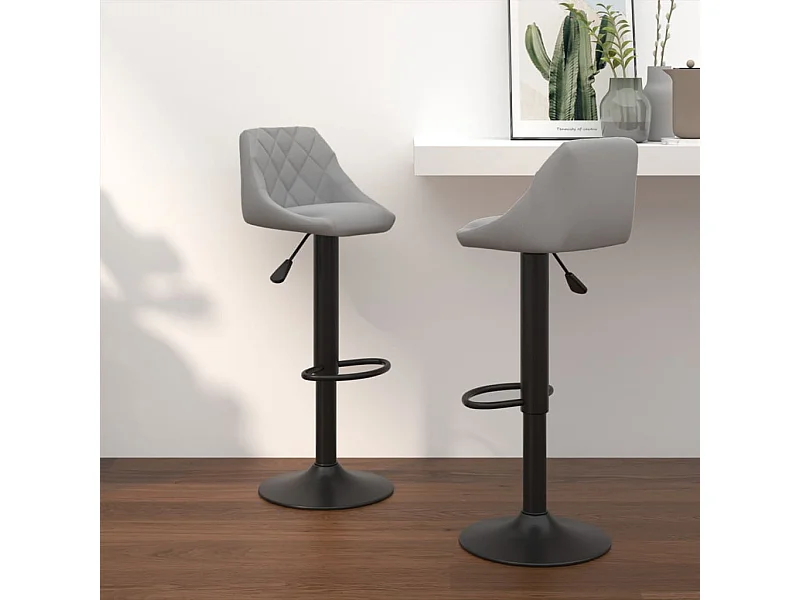 Tabourets de bar lot de 2 gris clair velours