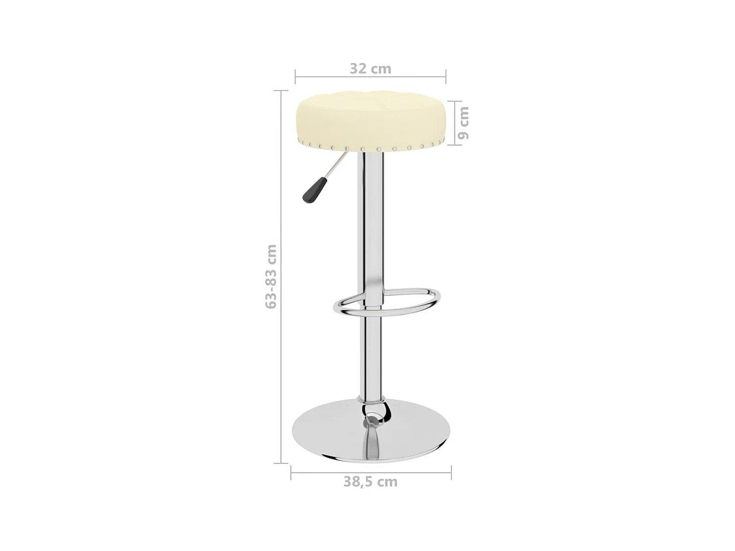 Set di 2 sgabelli da bar in tessuto crema