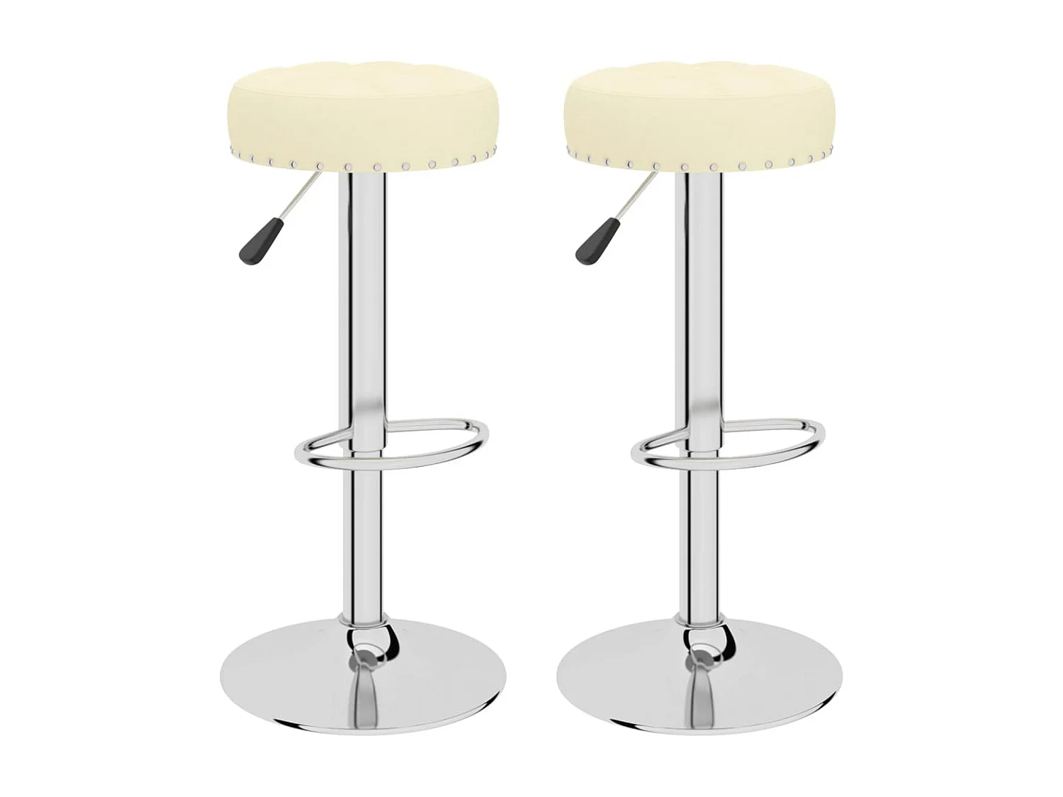 Tabourets de bar lot de 2 crème tissu