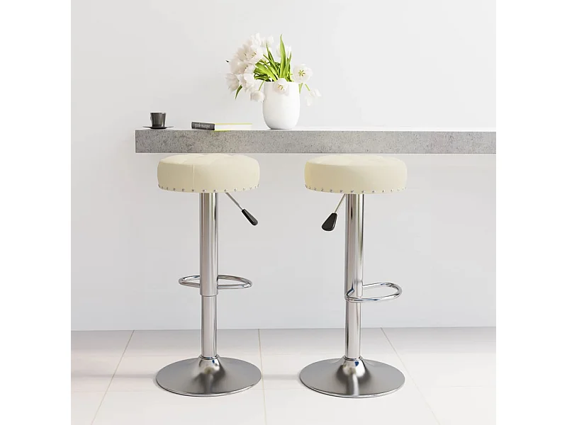 Tabourets de bar lot de 2 crème tissu