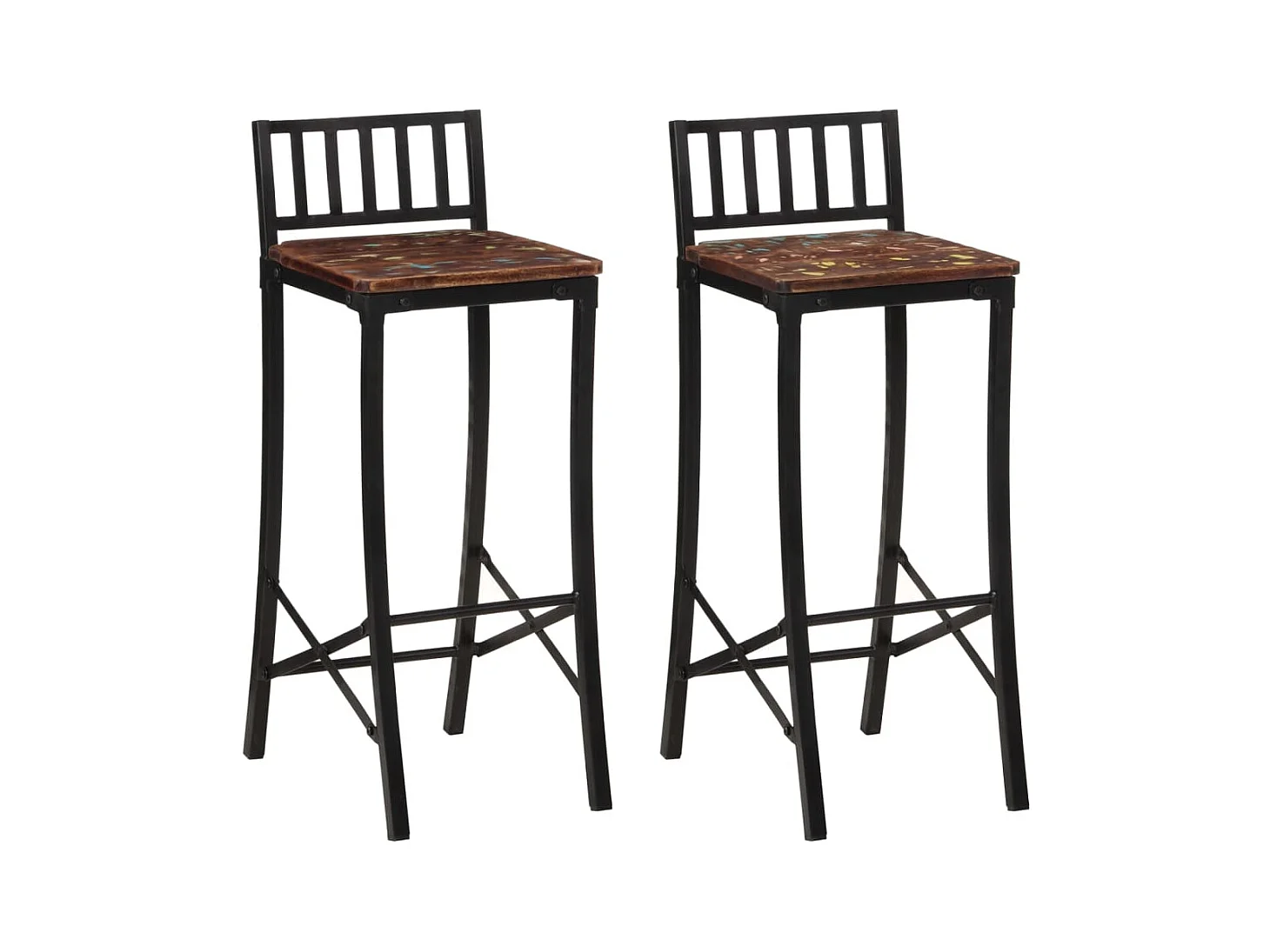 Juego de 2 sillas de bar de madera maciza recuperada