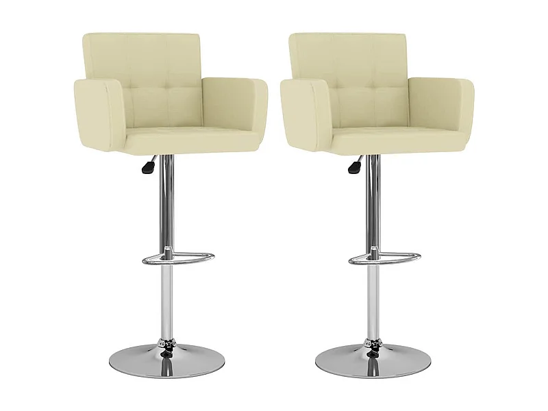 Set di 2 sgabelli da bar in similpelle color crema