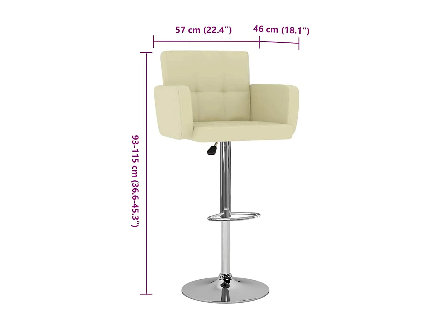 Tabourets de bar lot de 2 crème similicuir