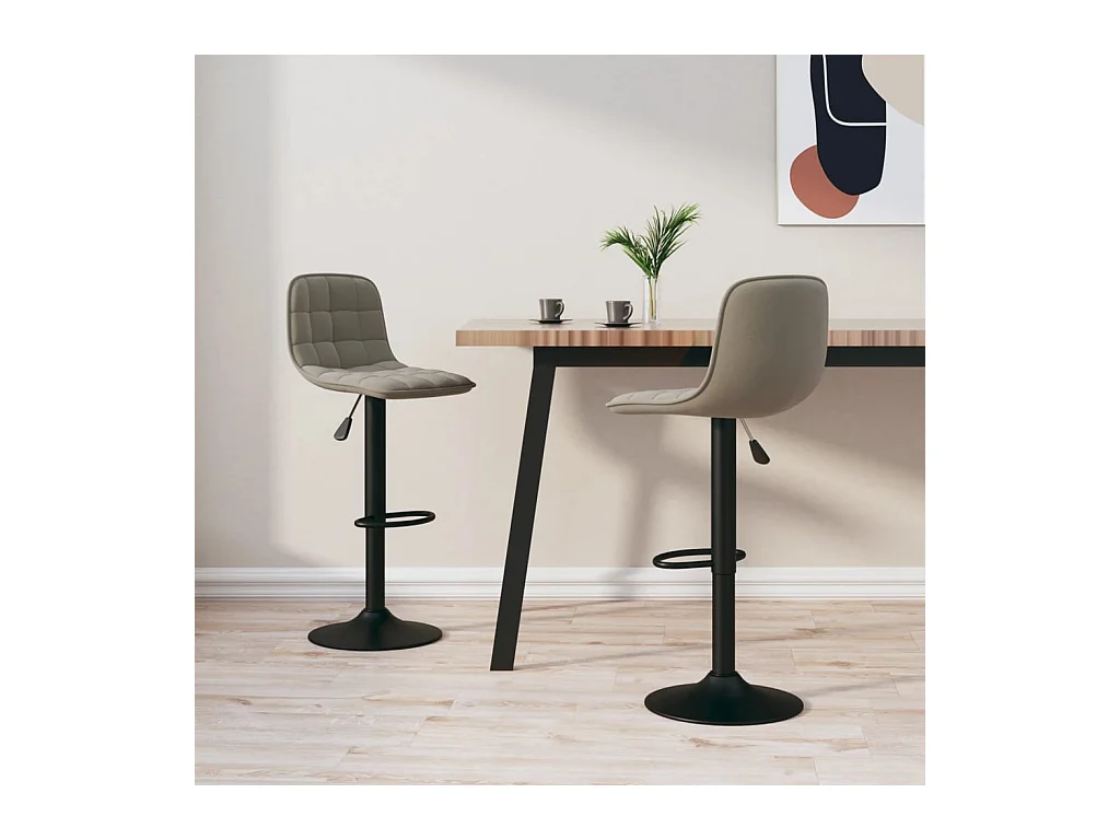 Tabourets de bar lot de 2 gris clair velours
