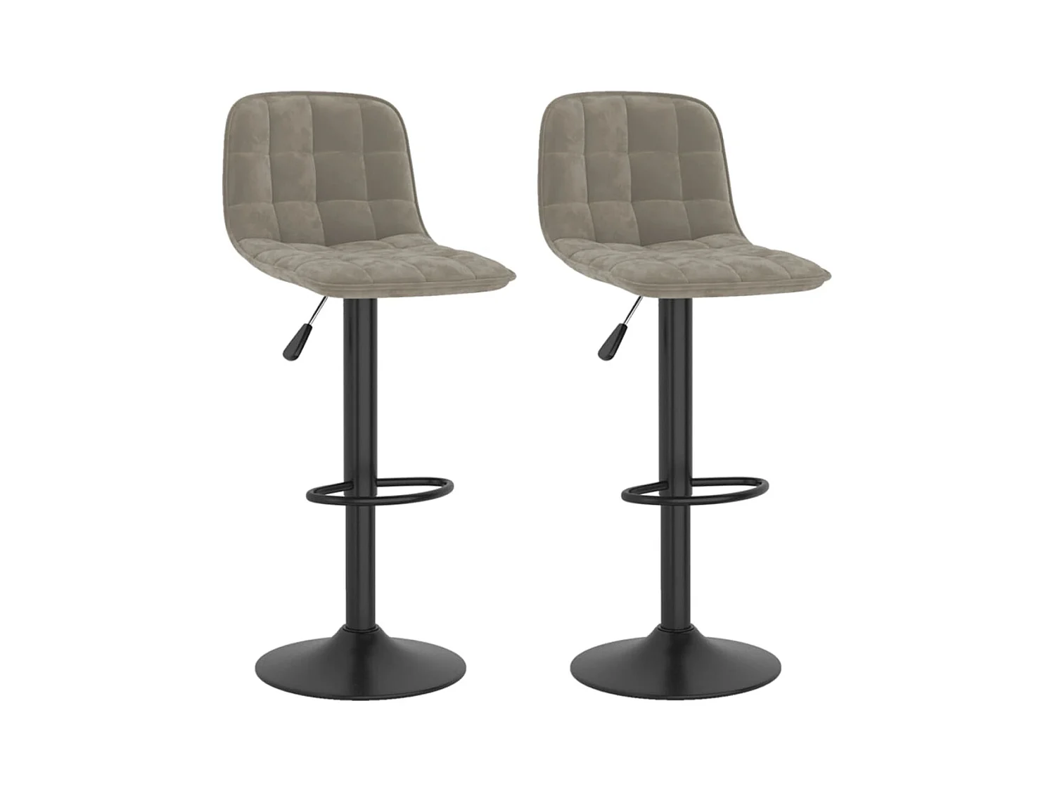 Tabourets de bar lot de 2 gris clair velours