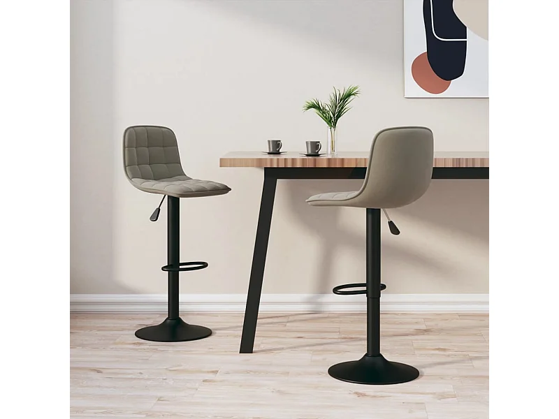 Barkrukken set van 2 lichtgrijs fluweel