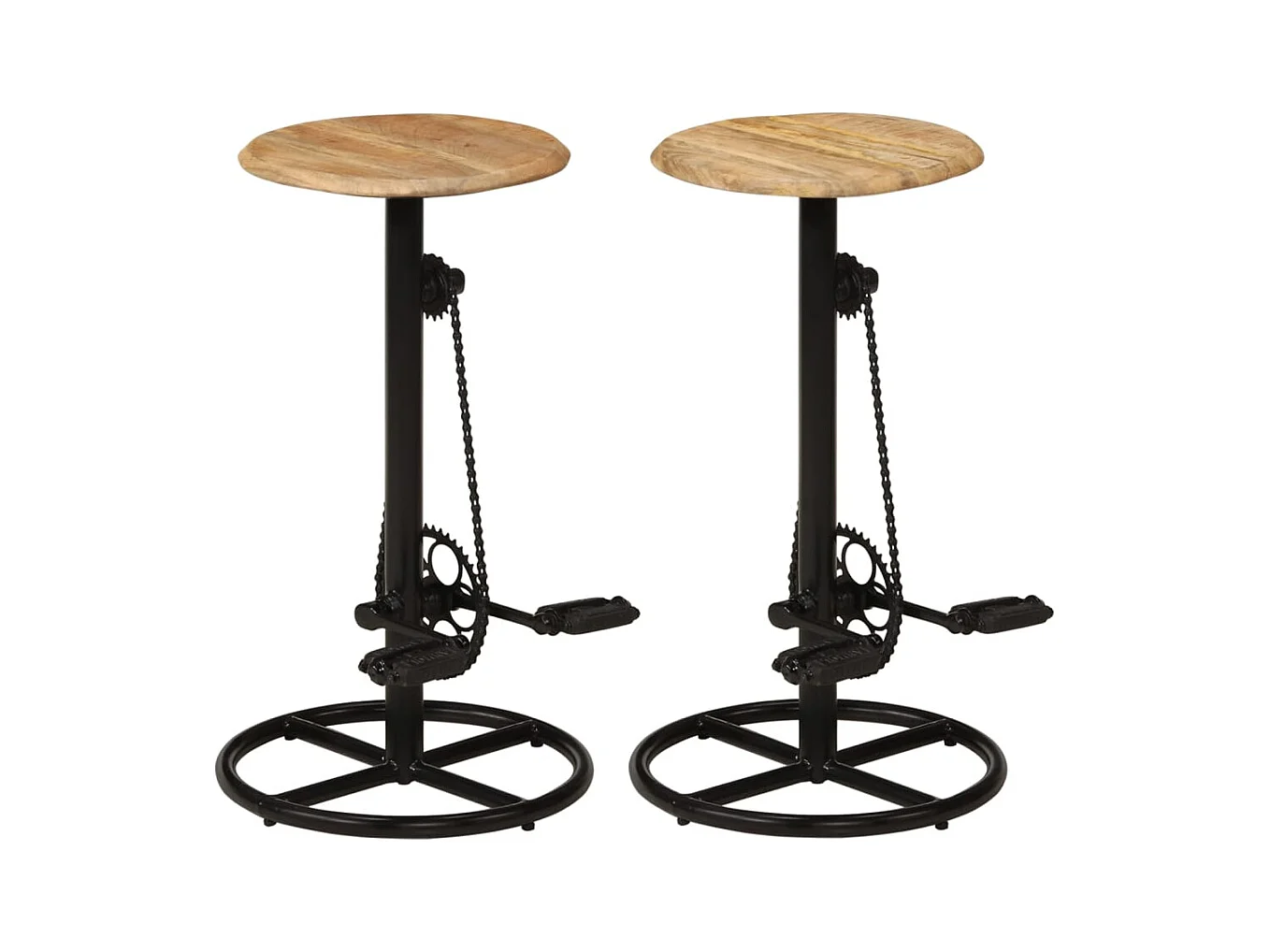 Chaises de bar lot de 2 bois de manguier solide