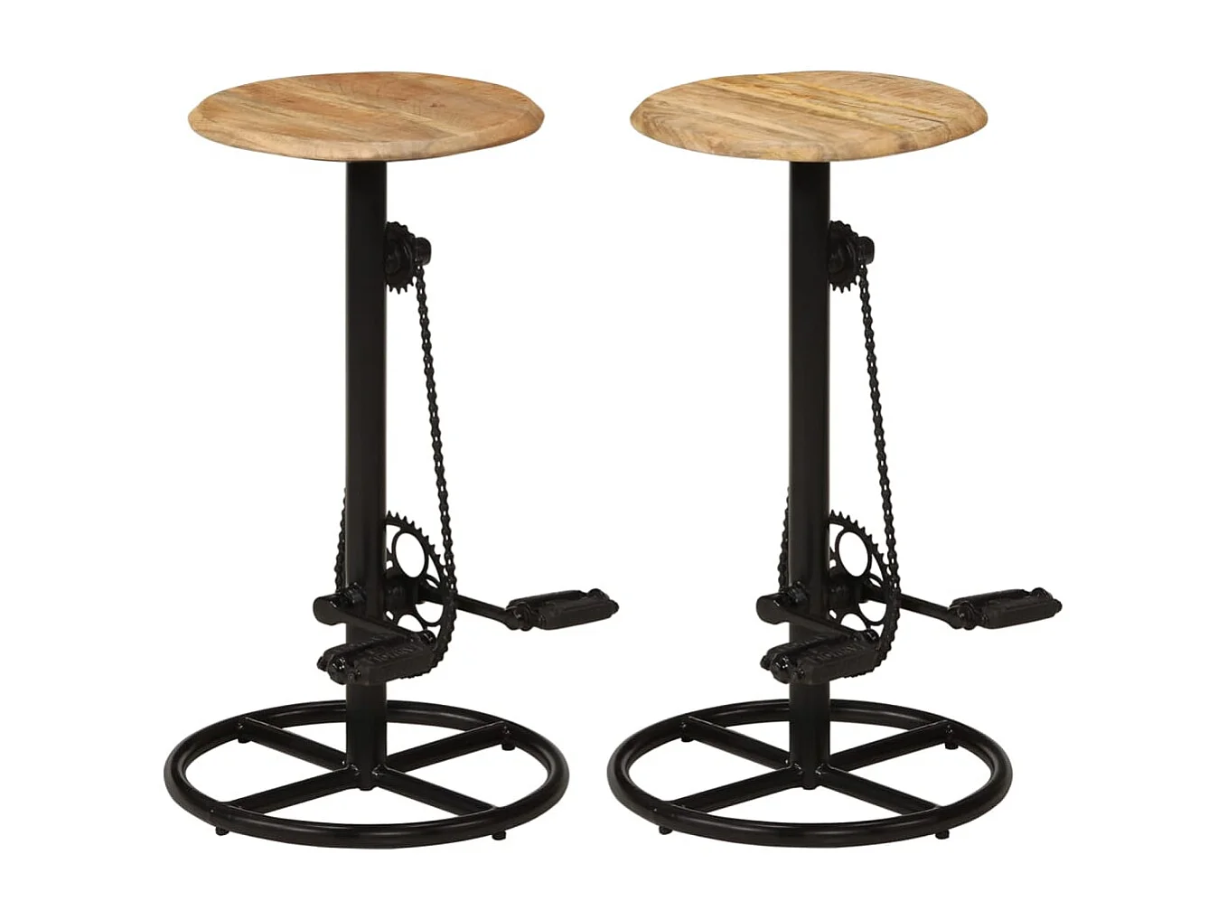 Chaises de bar lot de 2 bois de manguier solide