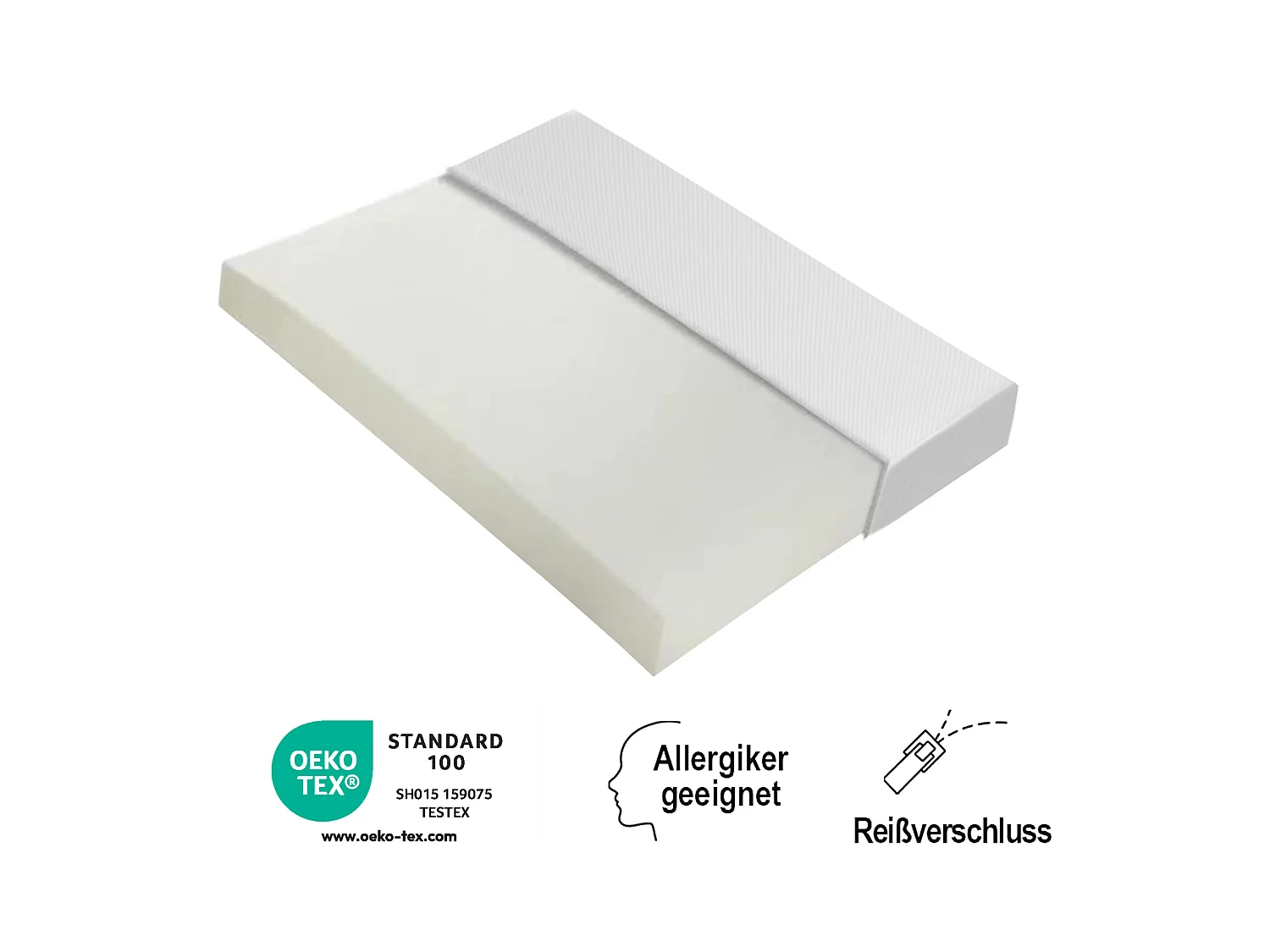 Matelas ergonomique avec housse antidérapante, certifié Öko-Tex, mousse, blanc (200x140x16 cm)