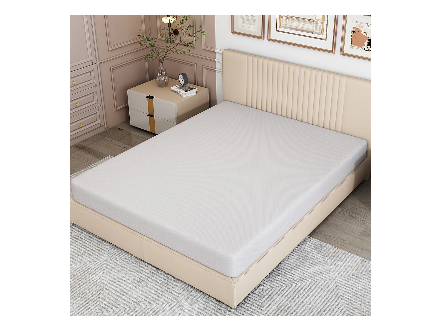 Matelas ergonomique avec housse antidérapante, certifié Öko-Tex, mousse, blanc (200x140x16 cm)