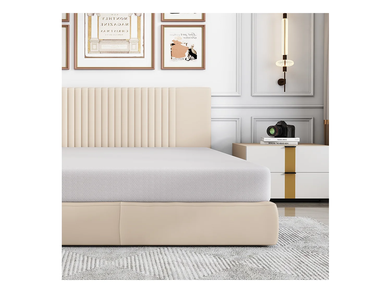 Colchón ergonómico con funda antideslizante, certificado Oeko-Tex, espuma, blanco (200x140x16 cm)