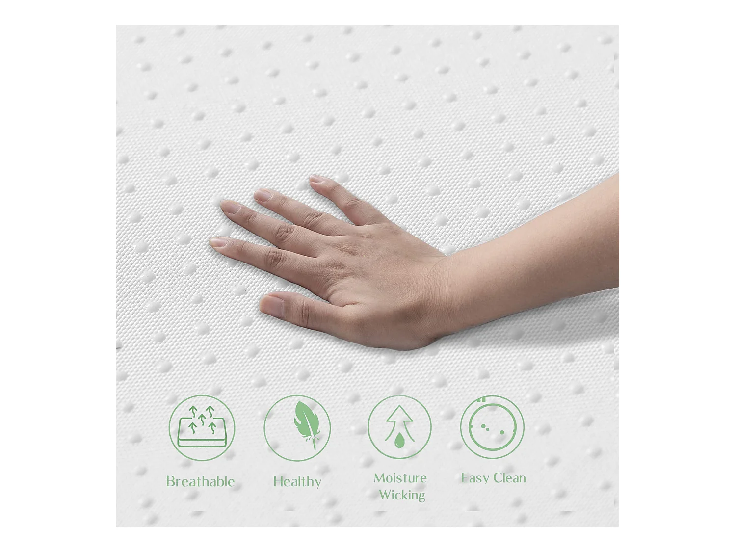 Colchón ergonómico con funda antideslizante, certificado Oeko-Tex, espuma, blanco (200x140x16 cm)